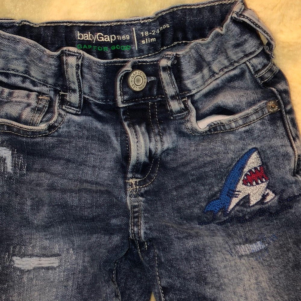 Shark destructed baby Gap jeans